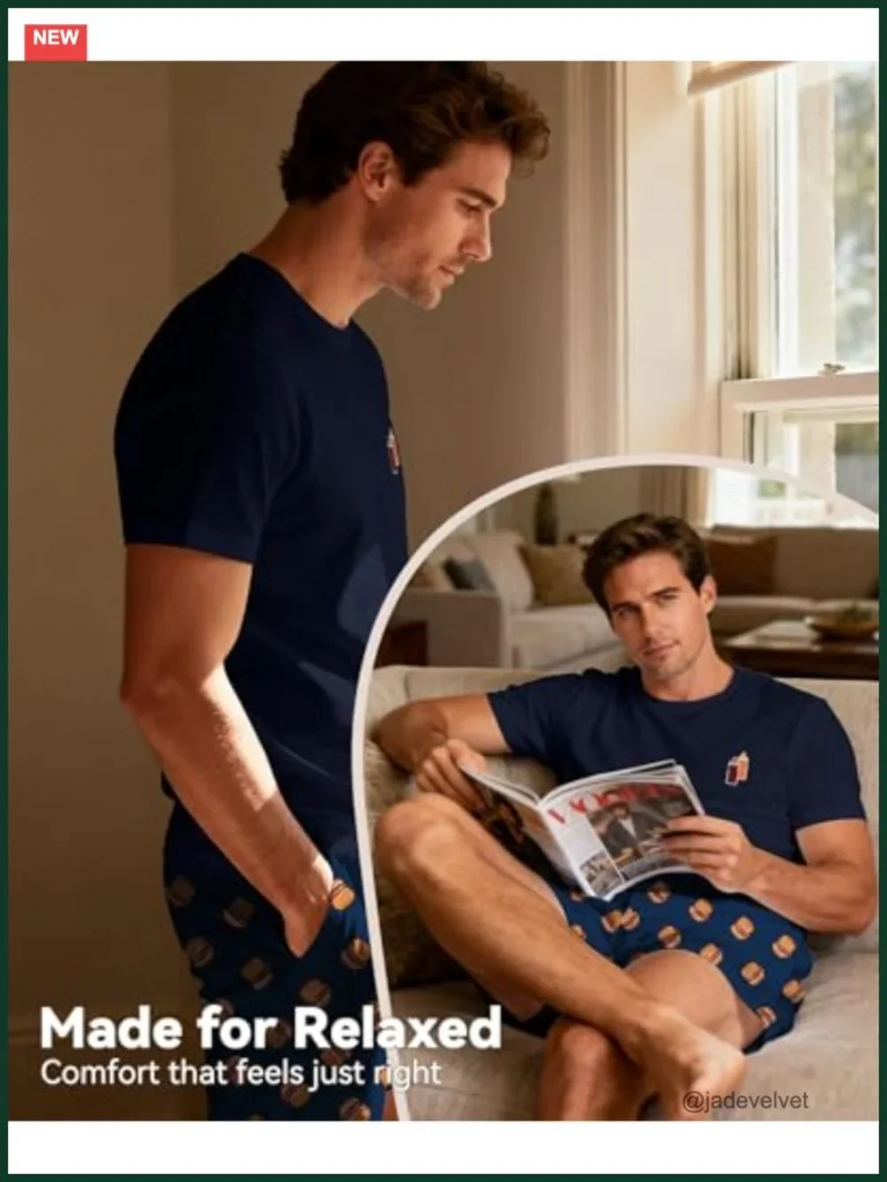 Men's Soft Pajama Set 2 Piece PJs with Pockets Short Sleeve